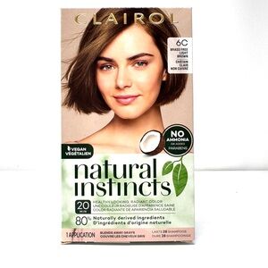 CLAIROL Natural Instincts, no ammonia, 6C Brass Free Light Brown, NEW